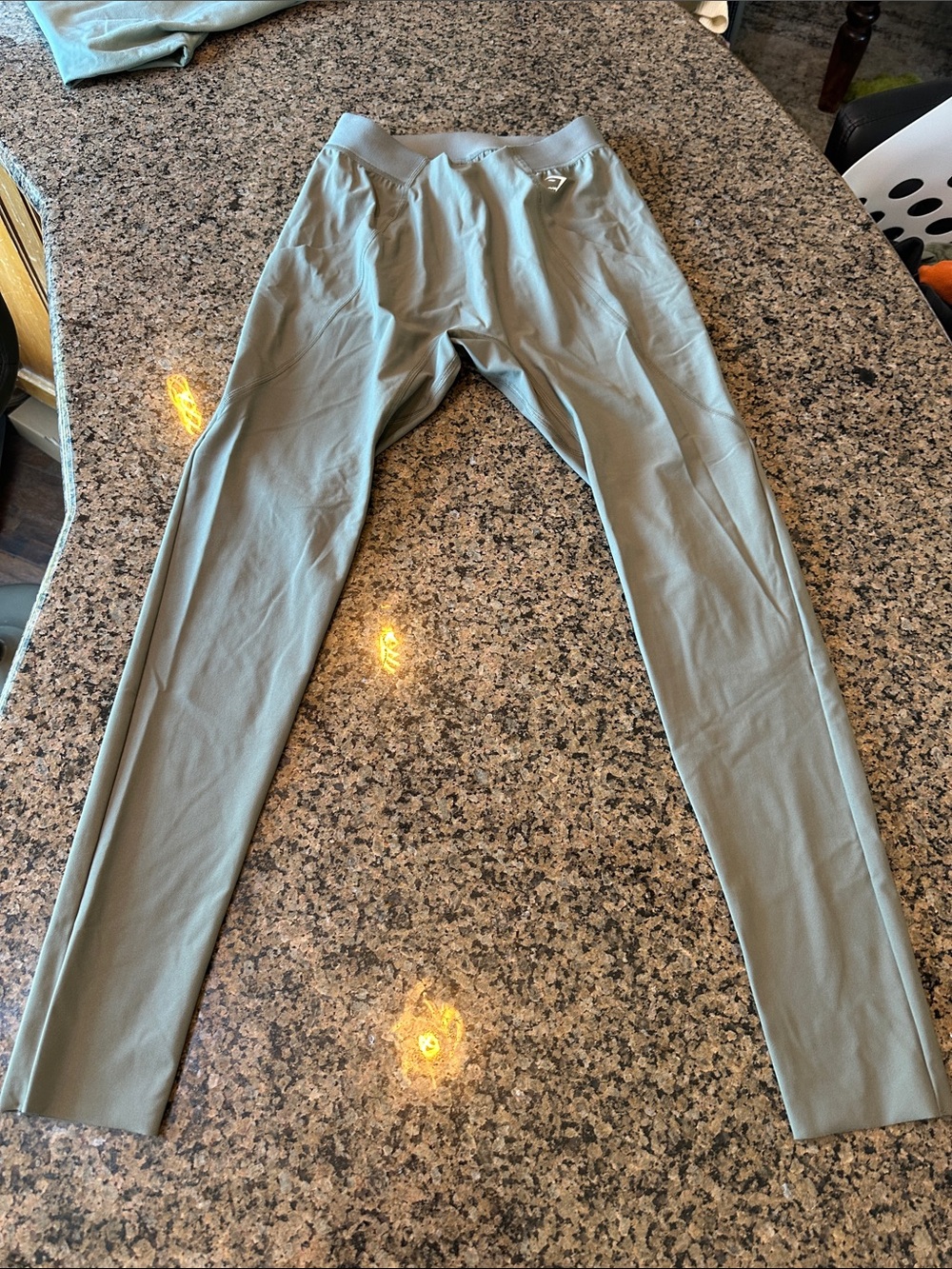 Gymshark Sage Green High-Rise workout Performance Leggings with pockets